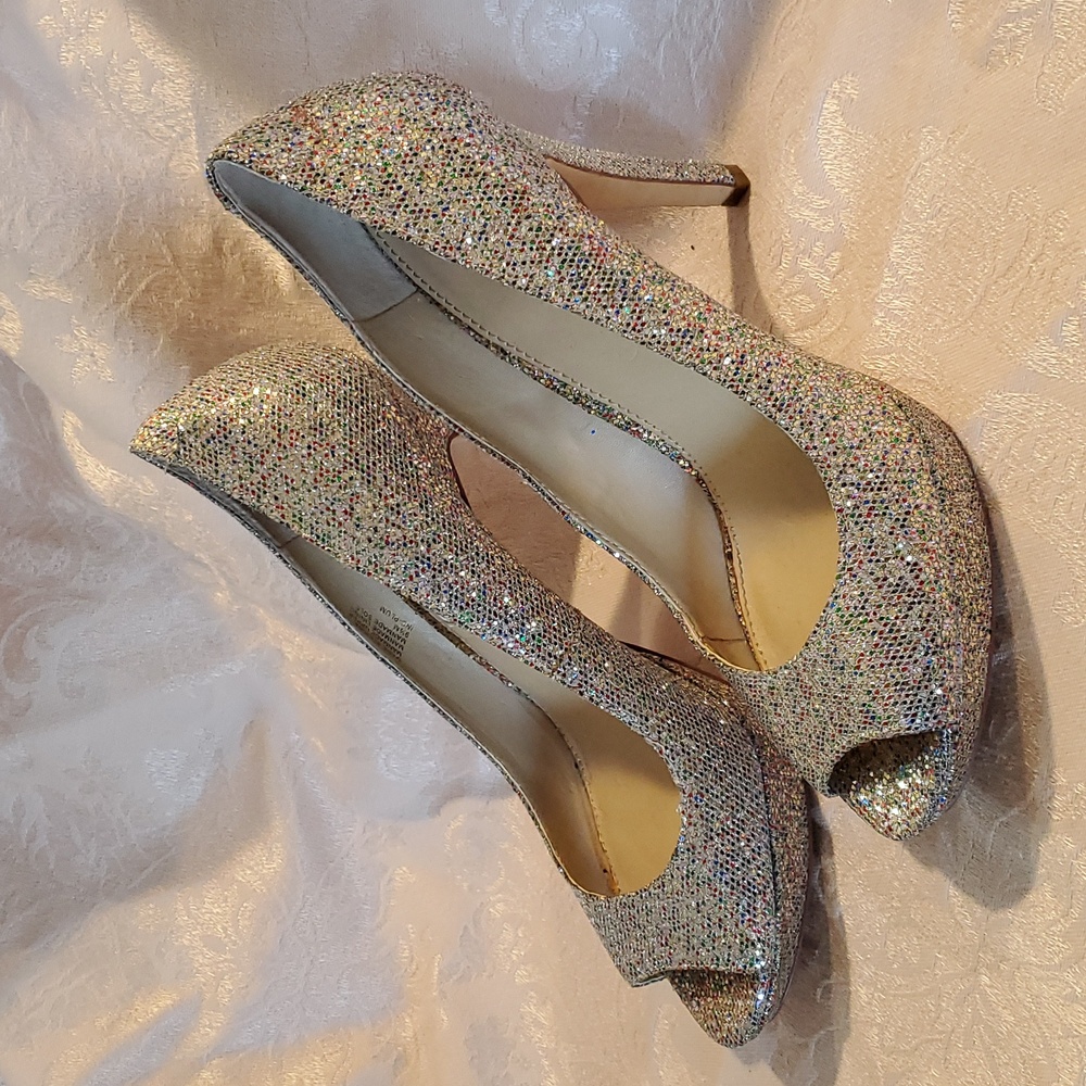 Glittery Silver Heels - image 1
